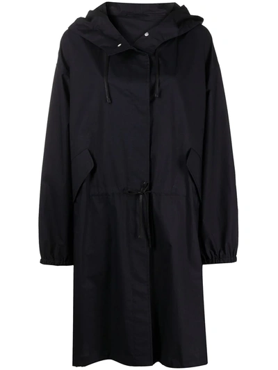 Shop Jil Sander Logo-print Hooded Raincoat In Blue