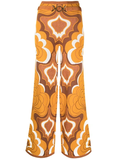 Shop Alice Mccall Retro-print Flared Trousers In Orange