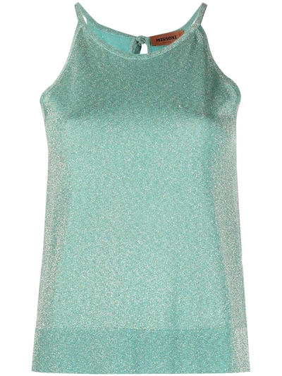 Shop Missoni Glitter-knit Vest Top In Green