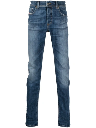 Shop Diesel Distressed Slim-fit Jeans In Blue