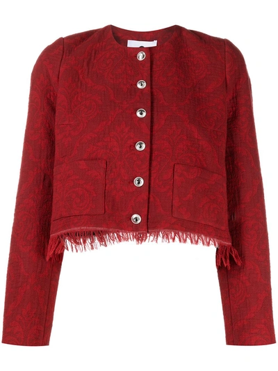 Shop Marine Serre Cropped Jacquard Jacket In Red
