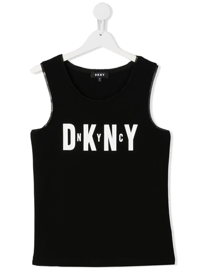 Shop Dkny Logo Print Tank Top In Black