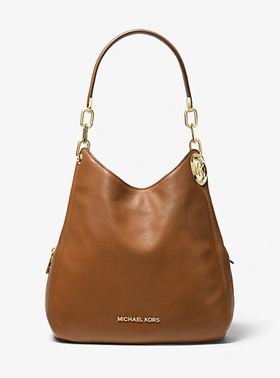 Shop Michael Kors Lillie Large Pebbled Leather Shoulder Bag In Brown