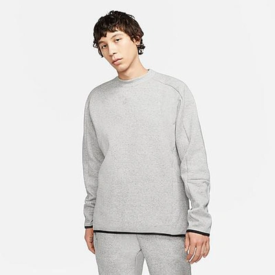 Shop Nike Men's Sportswear Grind Tech Fleece Crewneck Sweatshirt In Black/heather