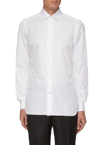 Shop Isaia Plain Cotton Shirt In White