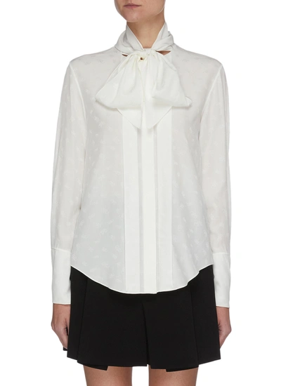 Shop Chloé Scarf Detail Silk Jacquard Shirt In White