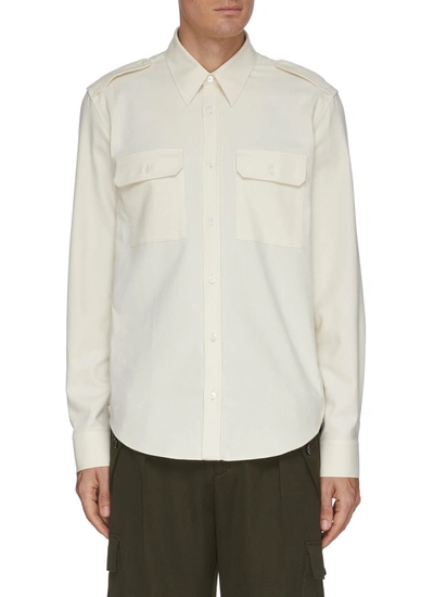Shop Helmut Lang Back Strap Double Flap Pocket Shirt In White