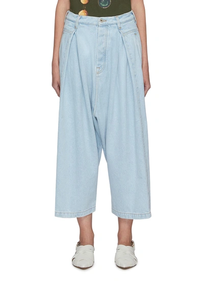 Shop Loewe Oversized Crop Jeans In Blue