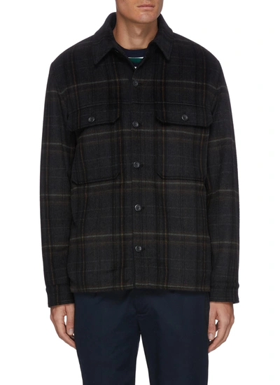 Shop Vince Plaid Sherpa Inner Layer Wool Blend Jacket