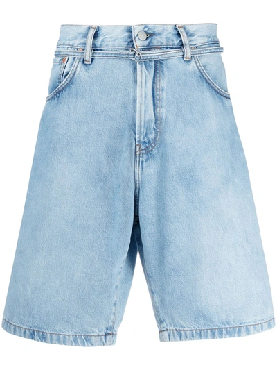 Shop Acne Studios Front-tie Denim Shorts In Blue