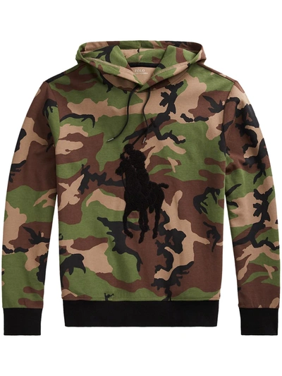 Shop Polo Ralph Lauren Camouflage Print Hoodie In Green