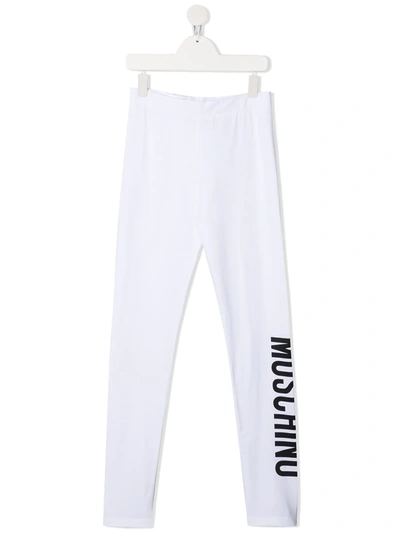 Shop Moschino Logo Print Leggings In White