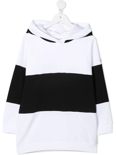 Shop Moncler Striped Cotton Hoodie In White