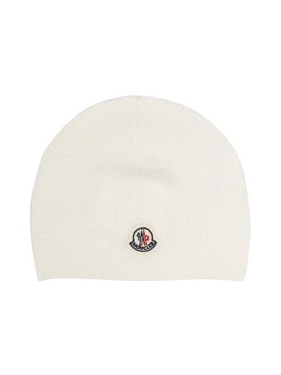 Shop Moncler Logo-patch Beanie In White