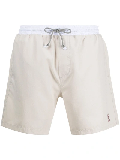 Shop Brunello Cucinelli Nylon Swim Shorts In White