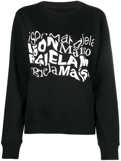 Shop Maison Margiela Distorted Logo-print Sweatshirt In Black