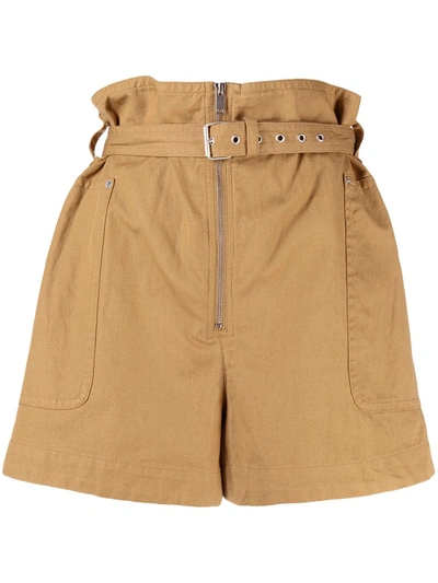 Shop Isabel Marant Étoile Paperbag-waist Shorts In Brown