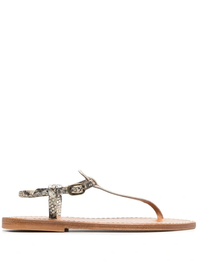 Shop Kjacques Python Print Leather Sandals In Beige