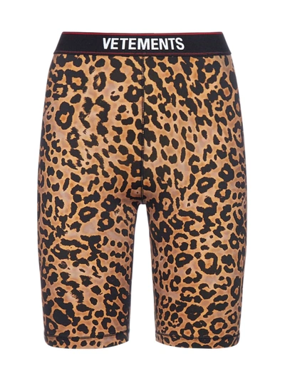 Shop Vetements Logo And Leopard Print Shorts