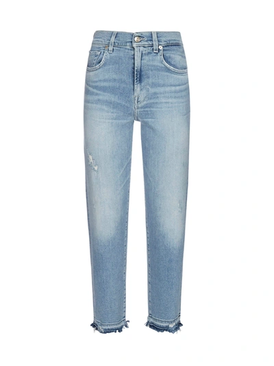 Shop 7 For All Mankind Malia Luxe Cropped Jeans In Light Blue