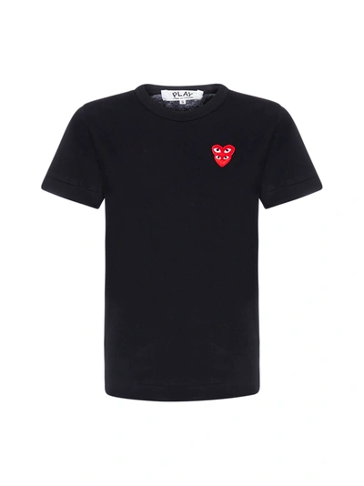 Shop Comme Des Garçons Play Double Patch-logo Cotton T-shirt In Black