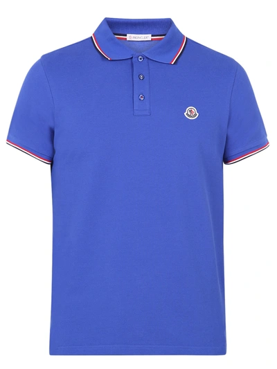 Shop Moncler Branded Polo In Blue