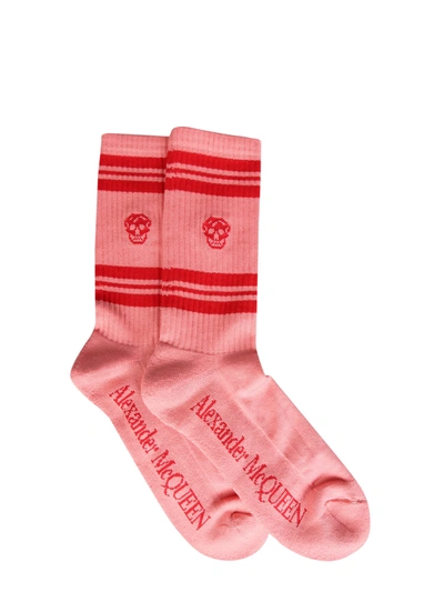 Shop Alexander Mcqueen Sports Skull Socks In Rosso