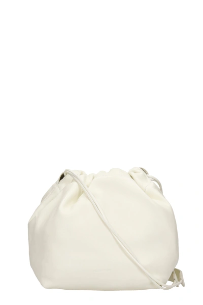 Shop Jil Sander Drawstring Shoulder Bag In Beige Leather
