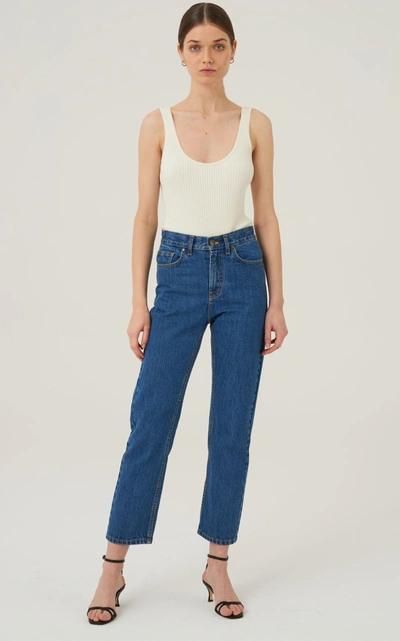 Shop Lebrand Ross Rigid High-rise Straight-leg Jeans In Blue