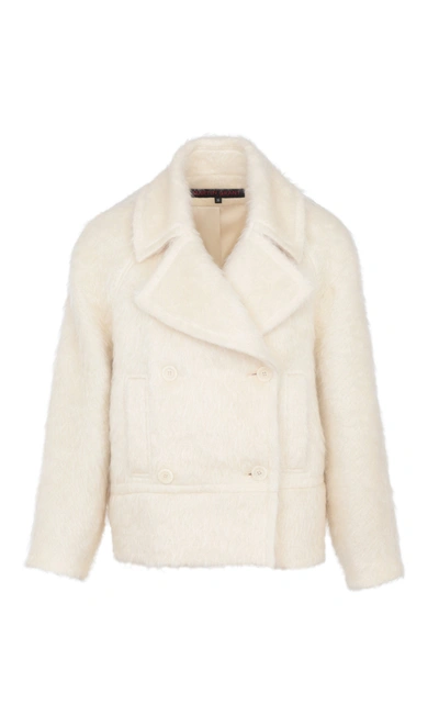 Shop Martin Grant Women's Brushed Mohair-blend Pea Coat In White