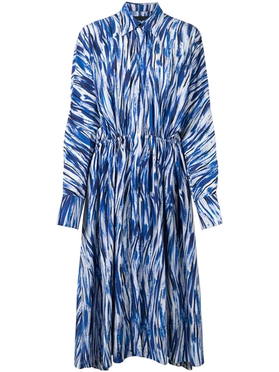 Shop Proenza Schouler Stripe-pattern Midi Shirtdress In Blue