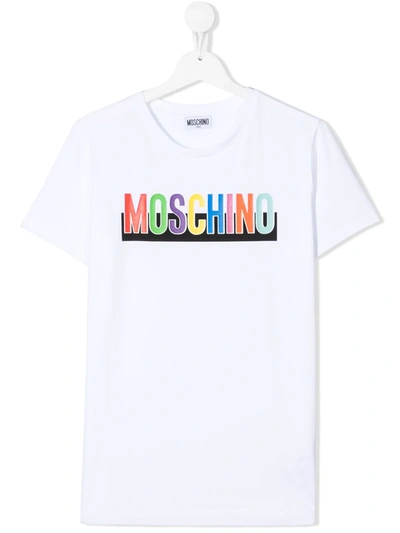 Shop Moschino Teen Logo-print T-shirt In White