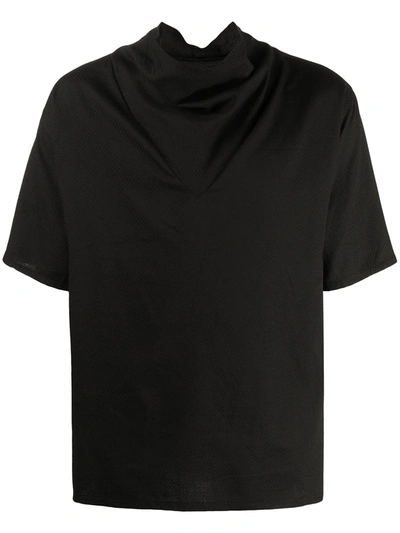 Shop Alchemy Cowl-neck Cotton T-shirt In Black