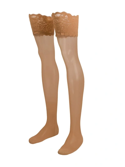 Wolford Satin Touch 20 Stay-up Stockings In Neutrals