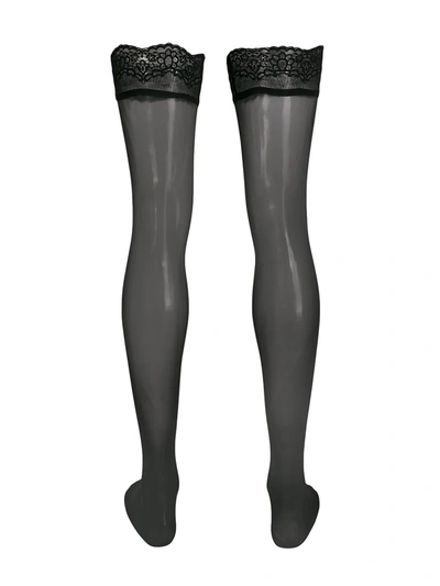 Shop Wolford Velvet Light 40 Stay-ups In Black