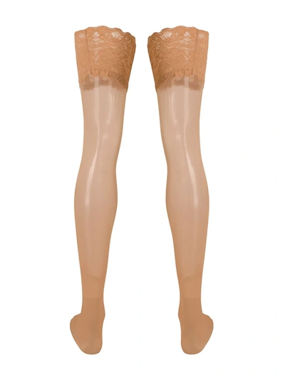 Shop Wolford Satin 20 Stay-ups In Neutrals