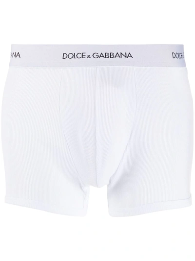 Shop Dolce & Gabbana Ribbed Boxer Briefs In White