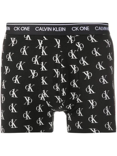 Shop Calvin Klein Underwear Logo Embroidered Boxers In Black