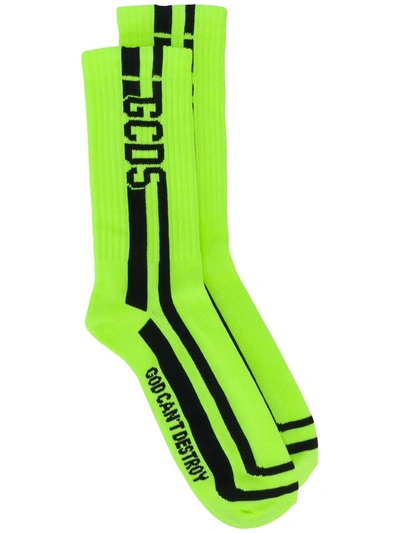 Shop Gcds Logo Intarsia Socks In Yellow