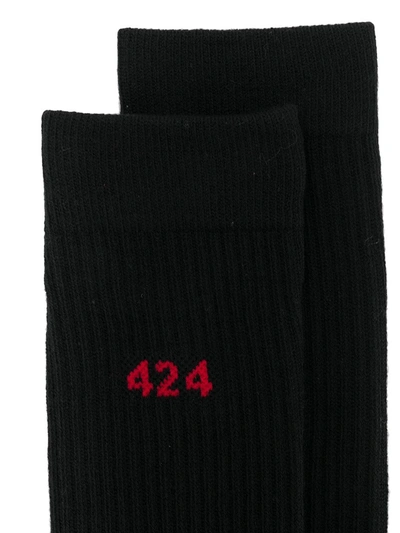 Shop 424 Logo Detail Socks In Black