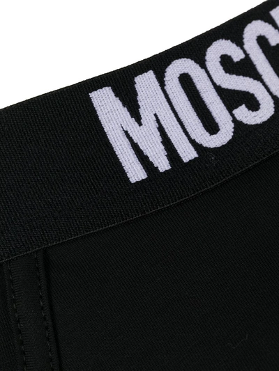 Shop Moschino Logo-waistband Briefs In Black