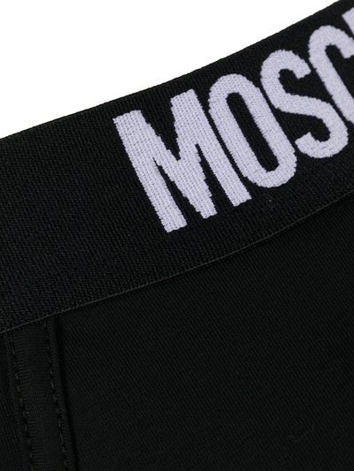 Moschino Logo-waistband Briefs In Black