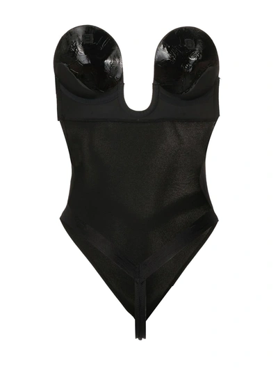 Shop Fashion Forms U-plunge Self-adhesive Thong Bodysuit In Black