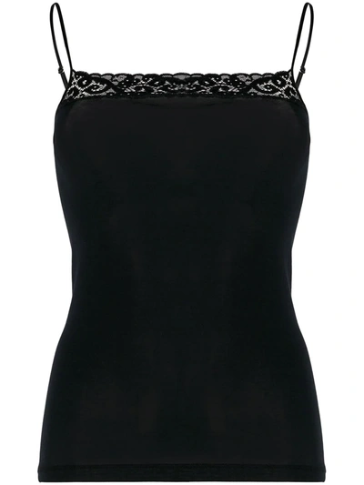 Shop Hanro Moments Lace-trimmed Camisole Top In Black