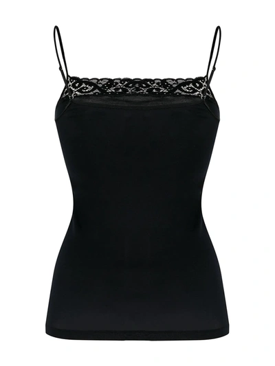 Shop Hanro Moments Lace-trimmed Camisole Top In Black