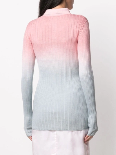 Shop Emilio Pucci Ombre Ribbed Polo Shirt In Pink