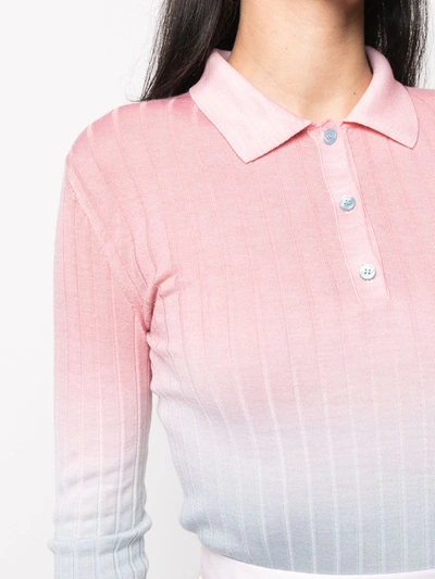 Shop Emilio Pucci Ombre Ribbed Polo Shirt In Pink