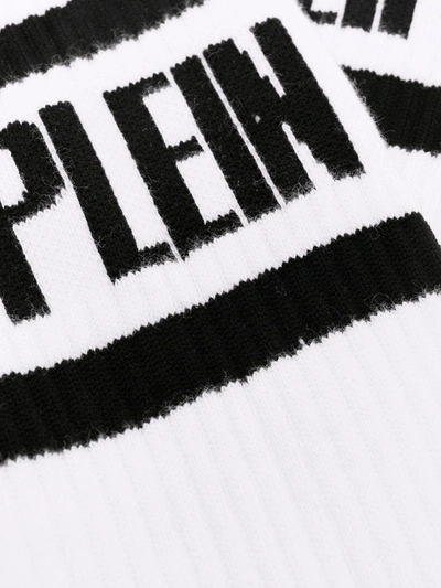 Shop Philipp Plein Logo Print Socks In White