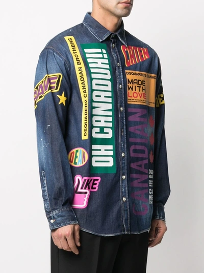 Shop Dsquared2 Traveler Long-sleeve Denim Shirt In Blue