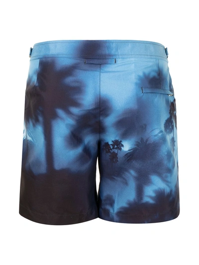 Shop Orlebar Brown Palm Tree Print Swim Shorts In Black